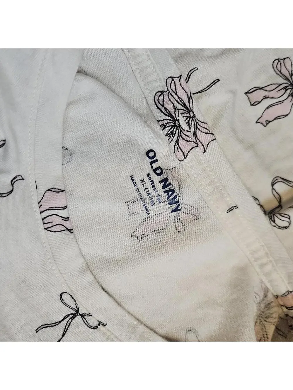 Coquette Pink Bows Long Sleeve White Shirt Old Nacy Youth XL